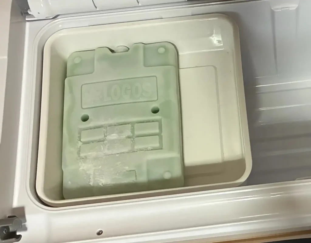 フィクセルトレーにロゴス保冷剤Mを入れた画像