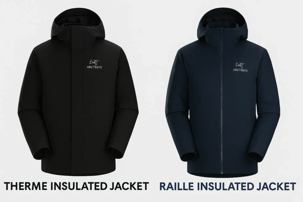 アークテリクスのサーミーインサレーテッドジャケットとレイルインサレーテッドジャケットの画像