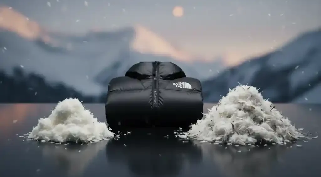 ノースフェイスのダウンの質と量を例えたイメージ画像